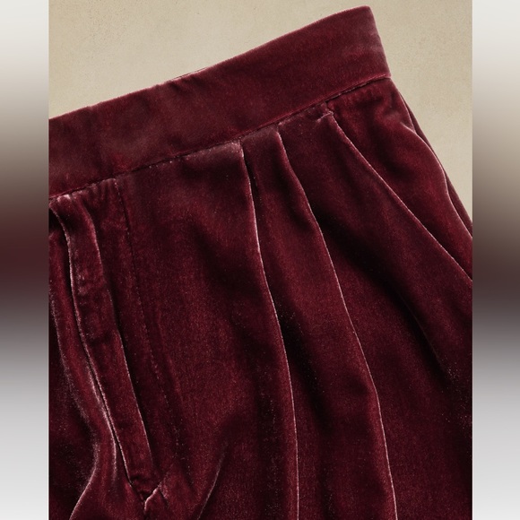 BANANA REPUBLIC Velvet Pants in Burgundy, Size 14 - Picture 5 of 7